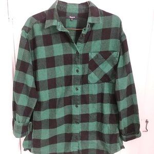 Madewell Green Flannel Buffalo Check Sunday Shirt